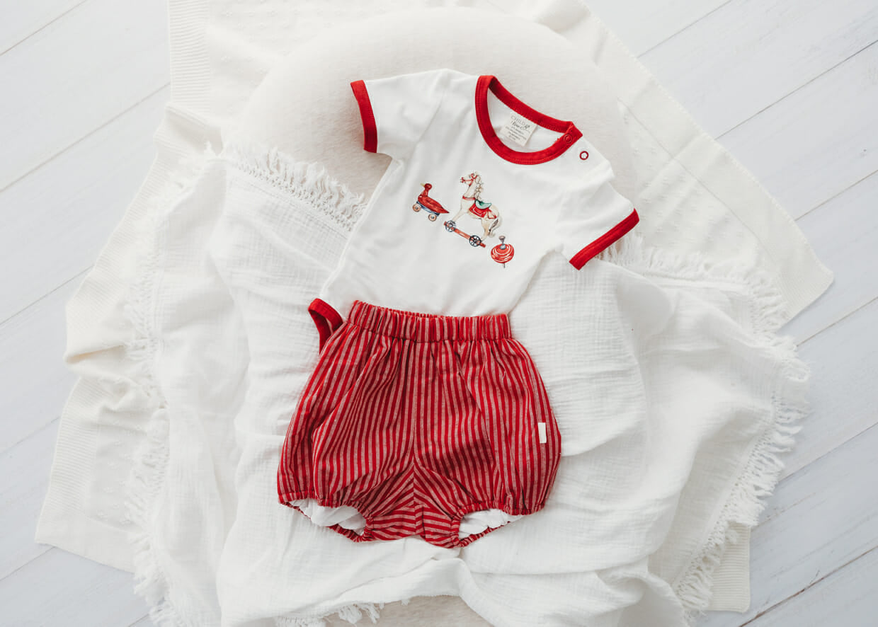 Child of Mine Red Vintage Toys Bodysuit