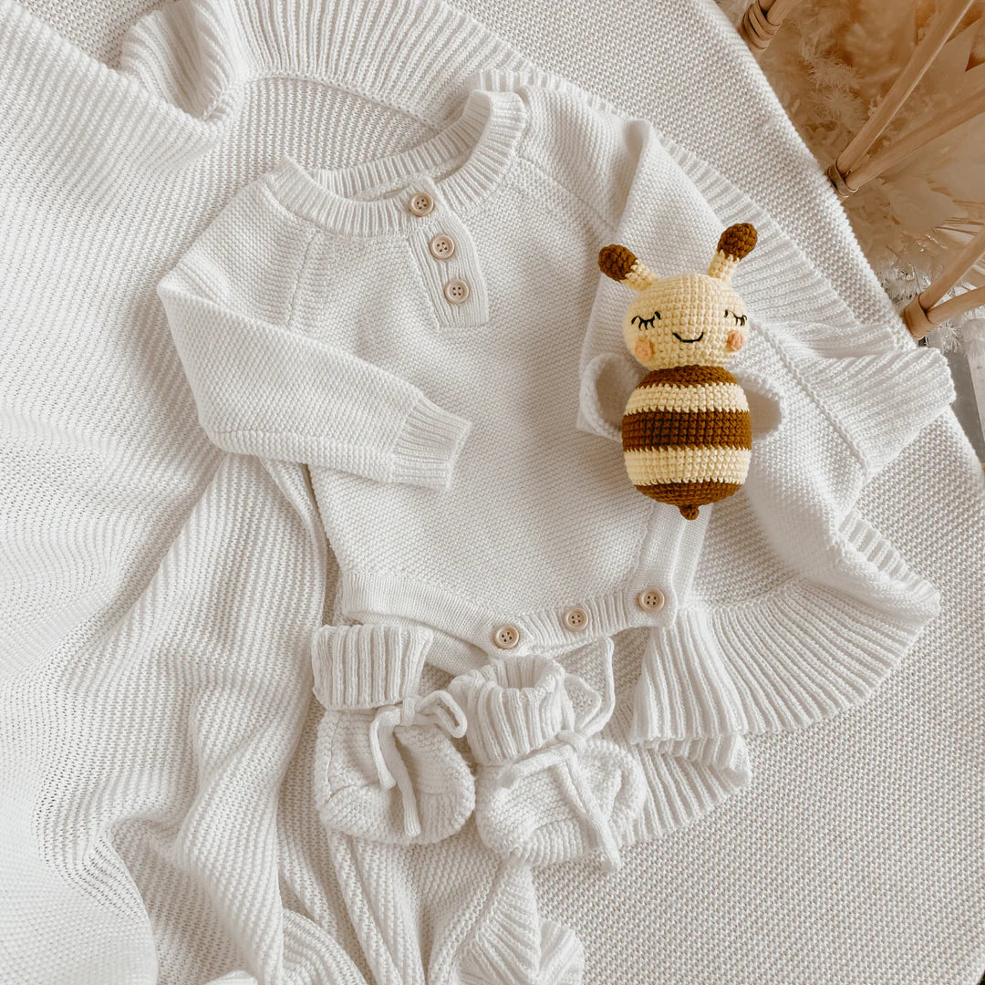 Blossom & Pear Honey Bee Crochet Rattle