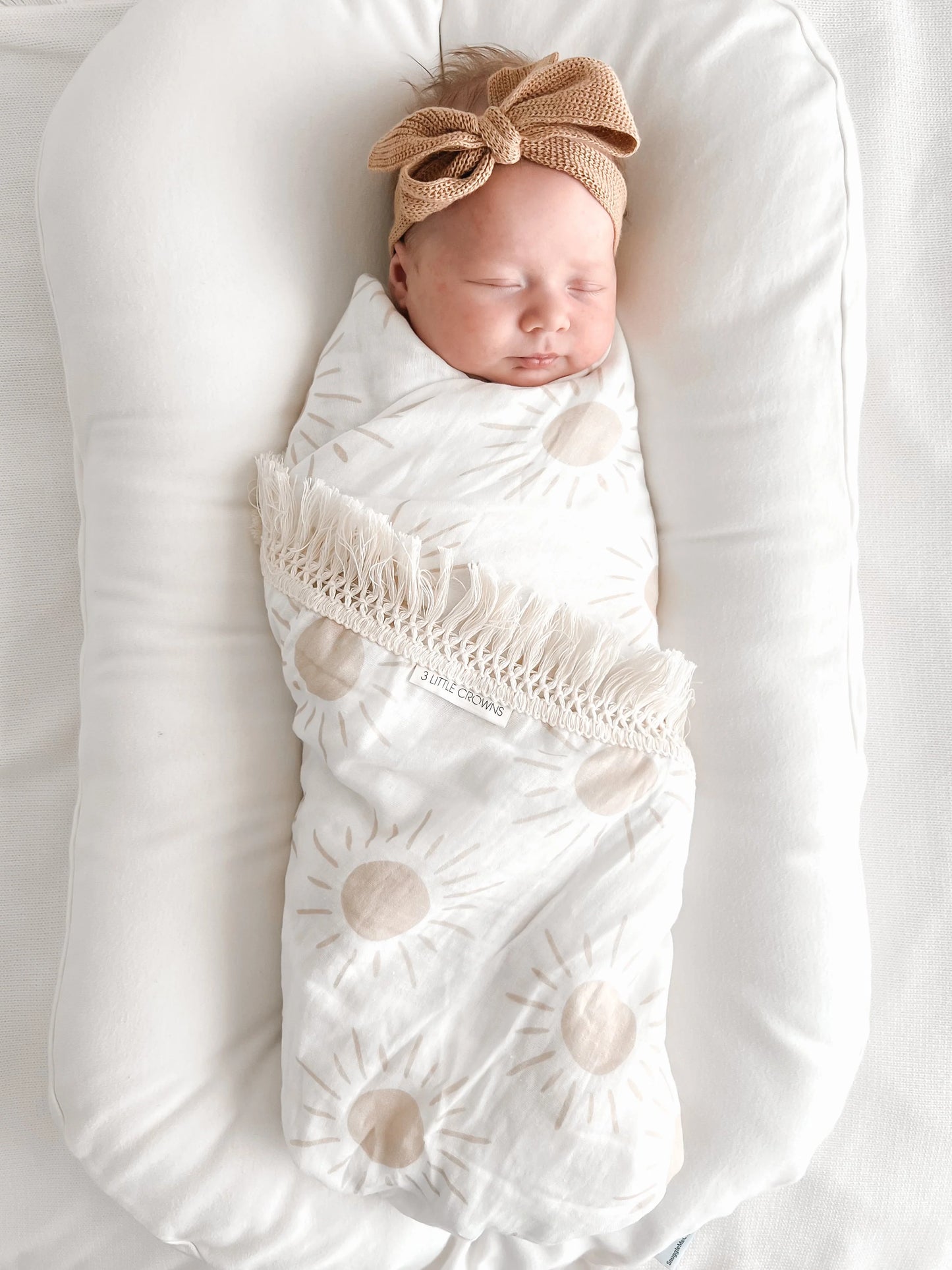3 Little Crowns Fringe Swaddle Blanket Sun