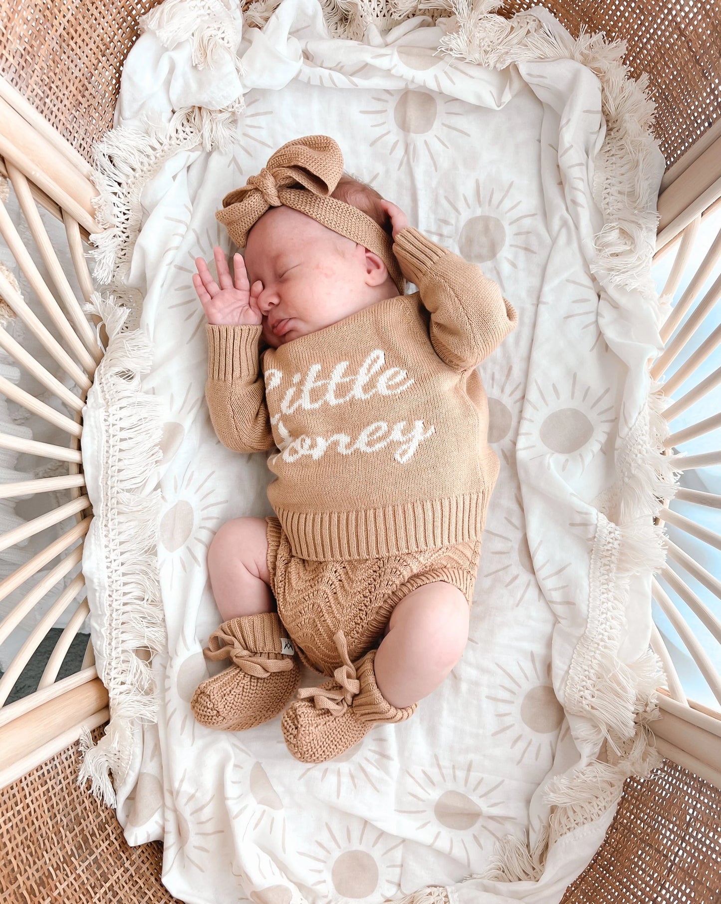 3 Little Crowns Fringe Swaddle Blanket Sun