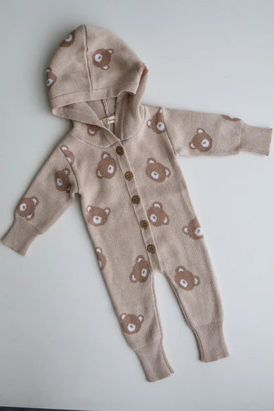 Petite + Co Hooded Teddy Romper