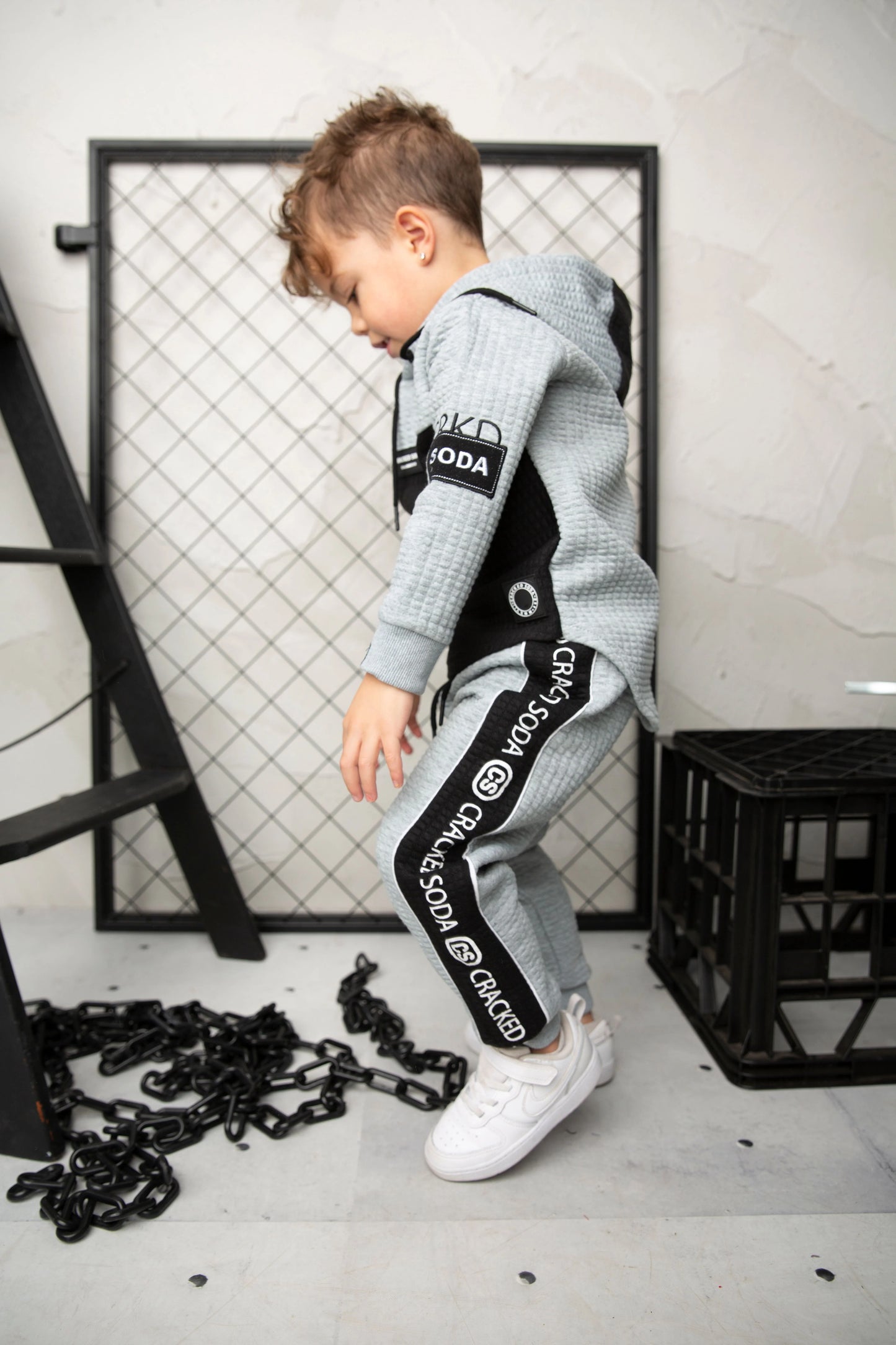 Cracked Soda Ashton Textured Trackpants Grey