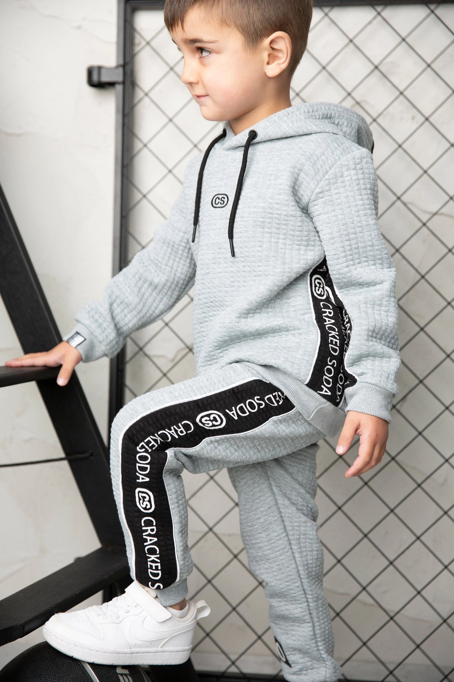 Cracked Soda Ashton Textured Hoodie Grey