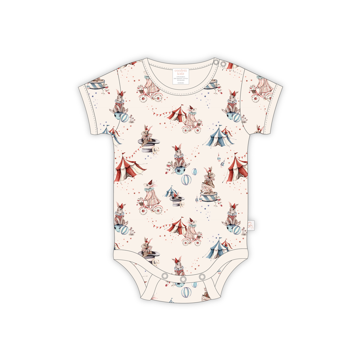 Confetti Kidz Circus Bunnies Bamboo Bodysuit