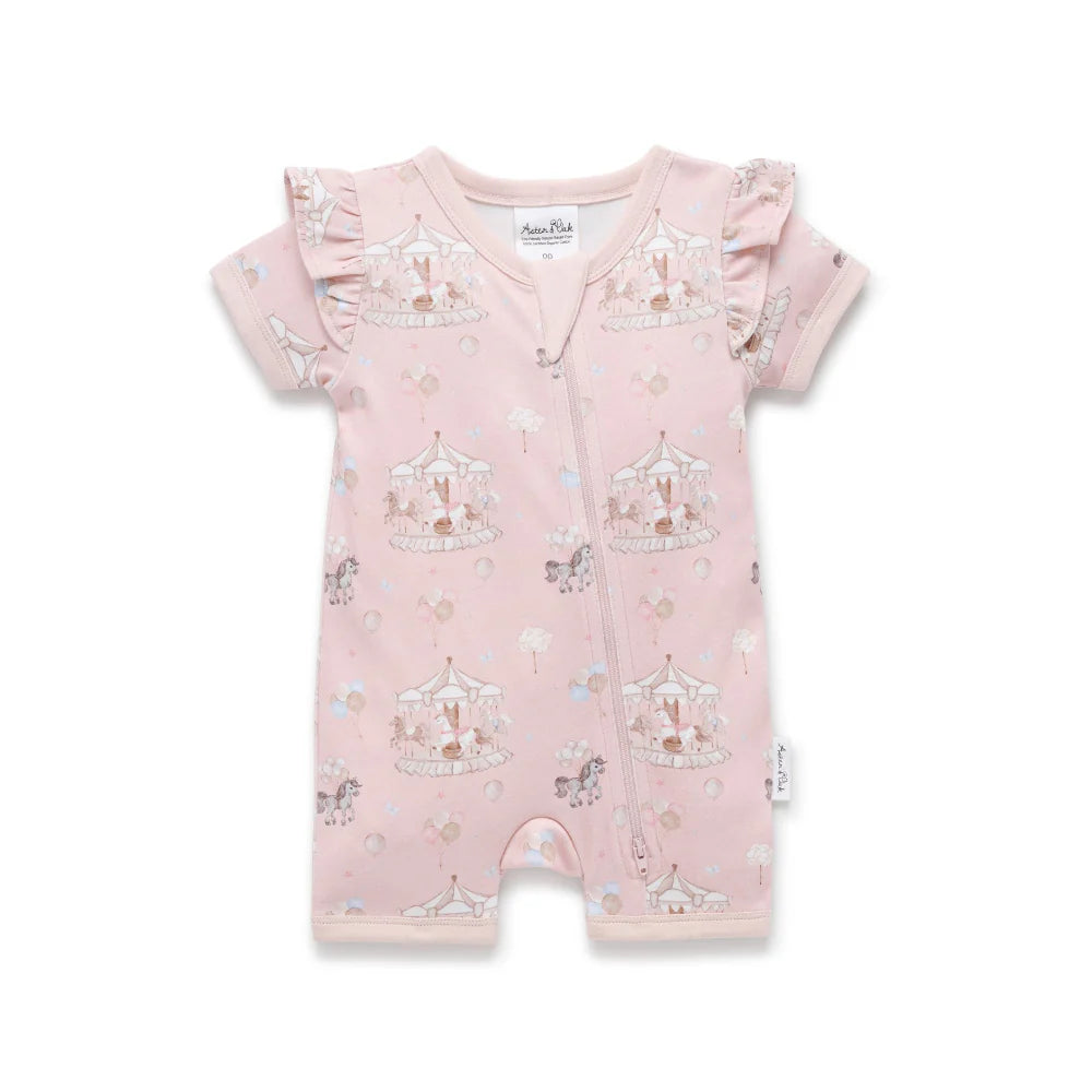 Aster & Oak Carousel Ponies Zip Romper