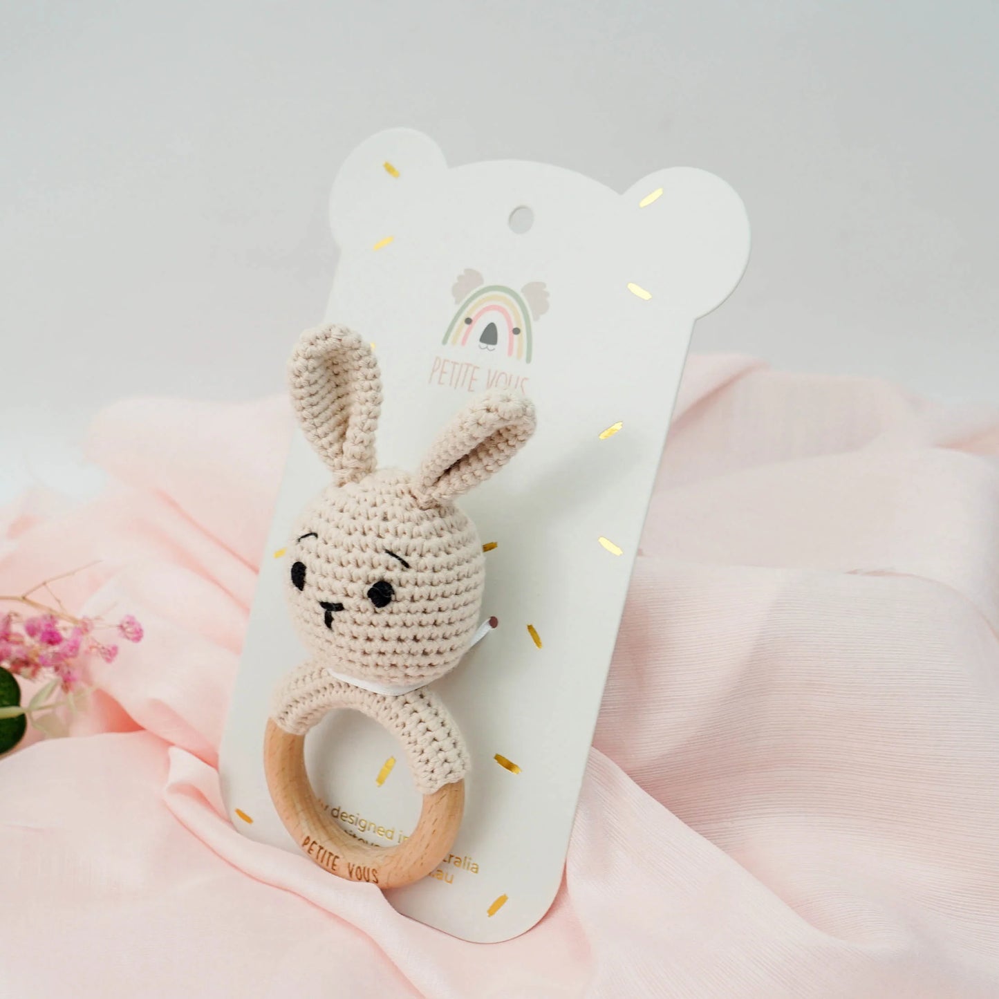 Petite Vous Crochet Ring Rattle Brodie Bunny