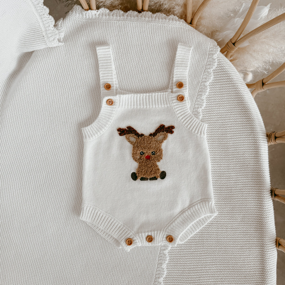 Blossom & Pear Reindeer Singlet Knit Romper