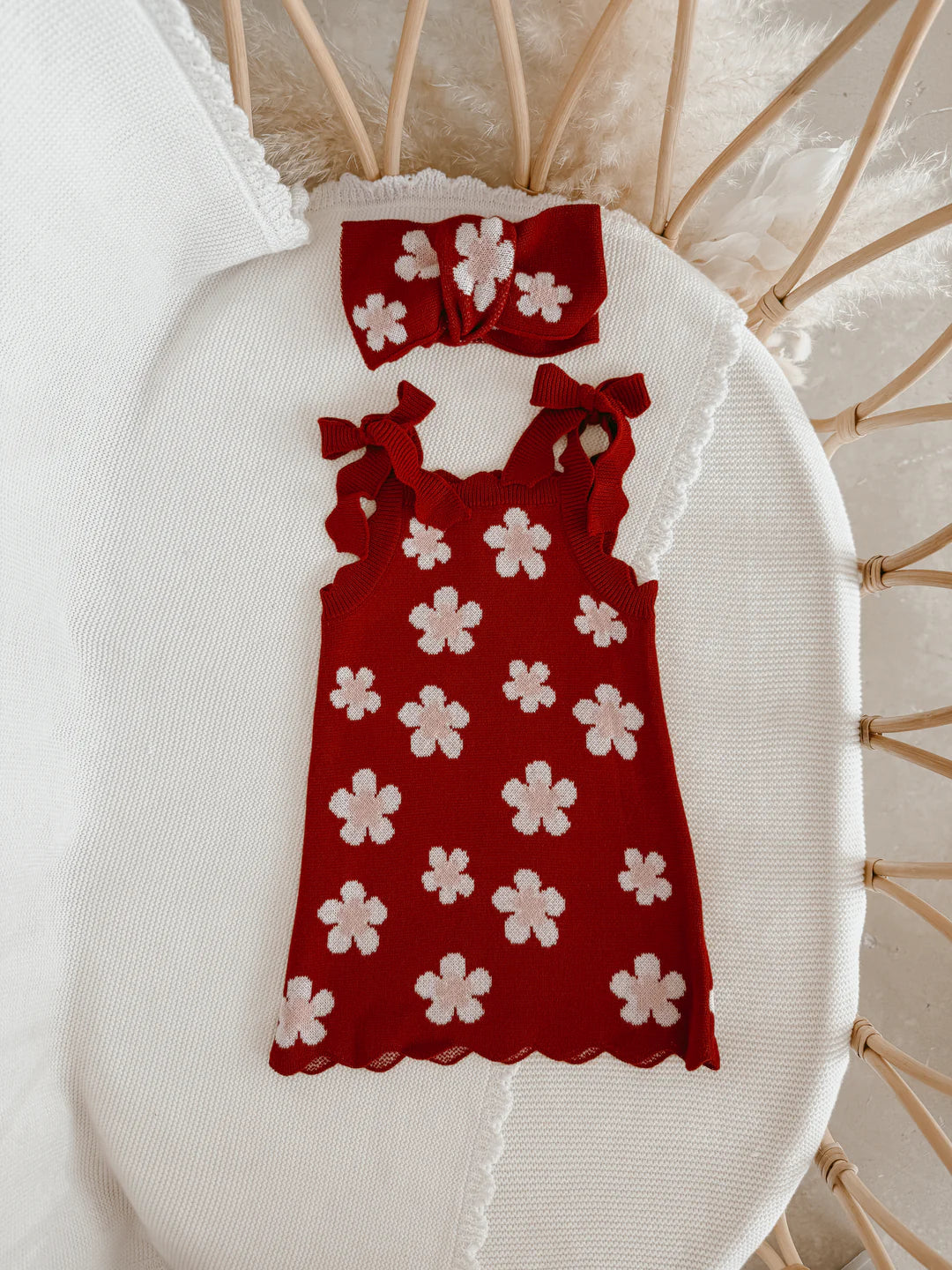 Blossom & Pear Red Posy Knit Topknot