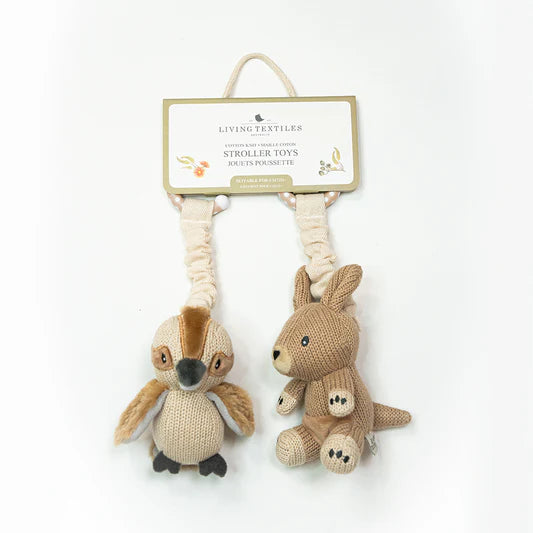 Living Textiles 2pk Stroller Toys Kangaroo & Kookaburra