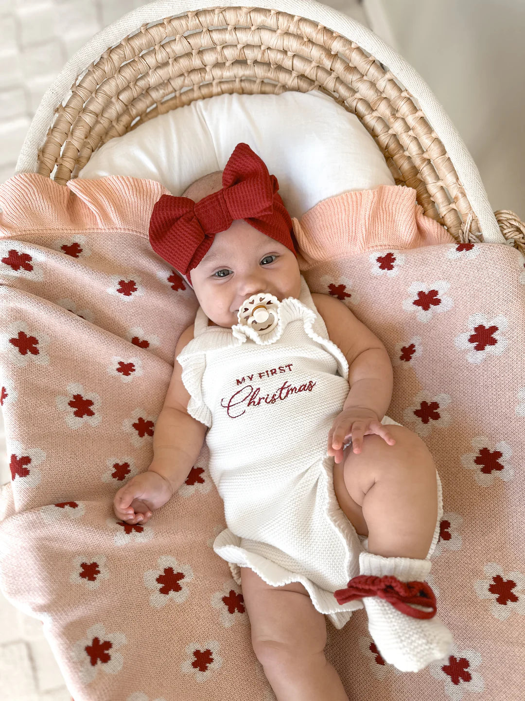 Blossom & Pear ‘My First Christmas’ Singlet Frill Knit Romper