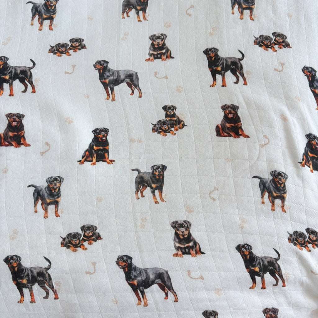 Smitten Bub Co Rottweiler Bamboo Cotton Muslin Swaddle