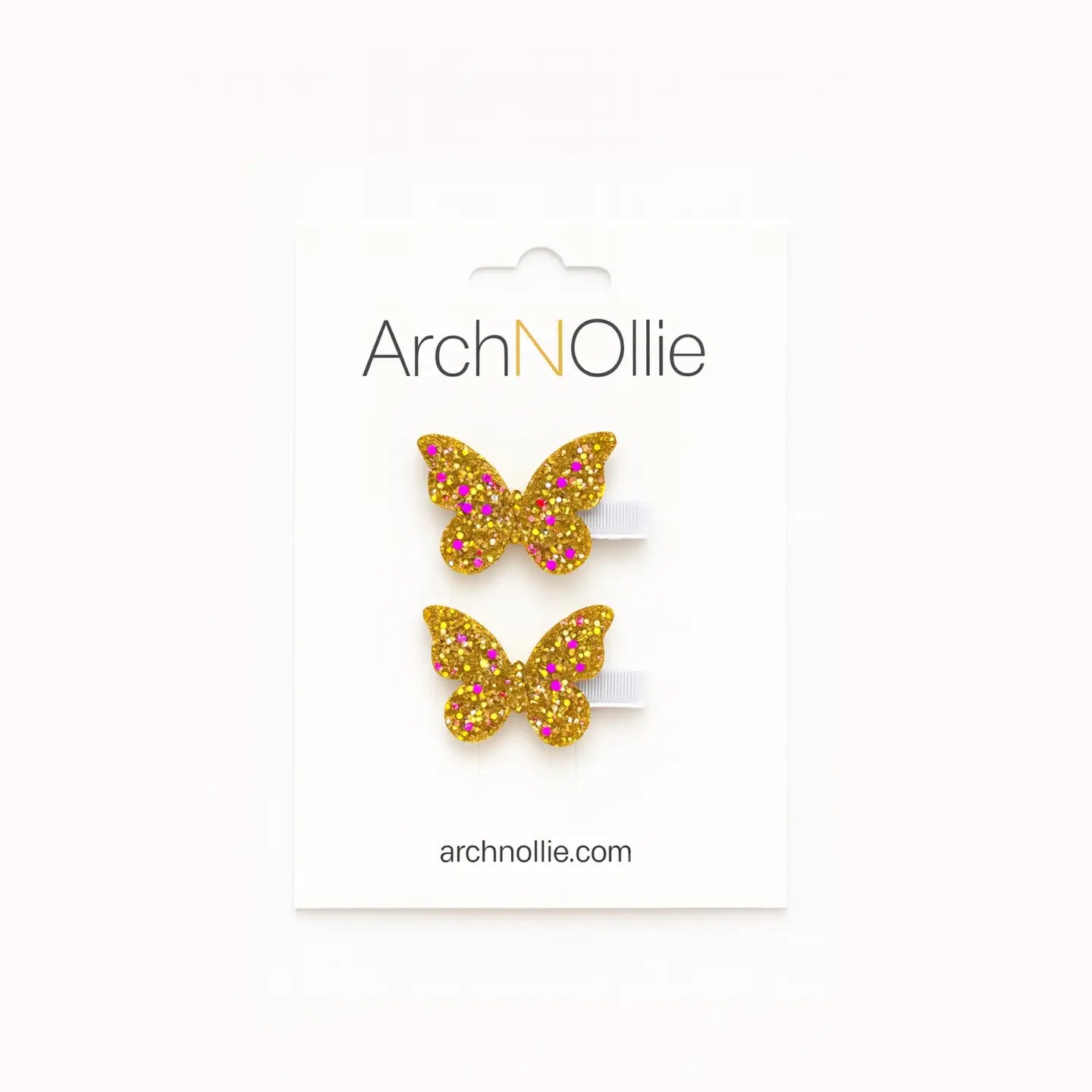ArchNOllie Glitter Butterfly Hair Clips Gold