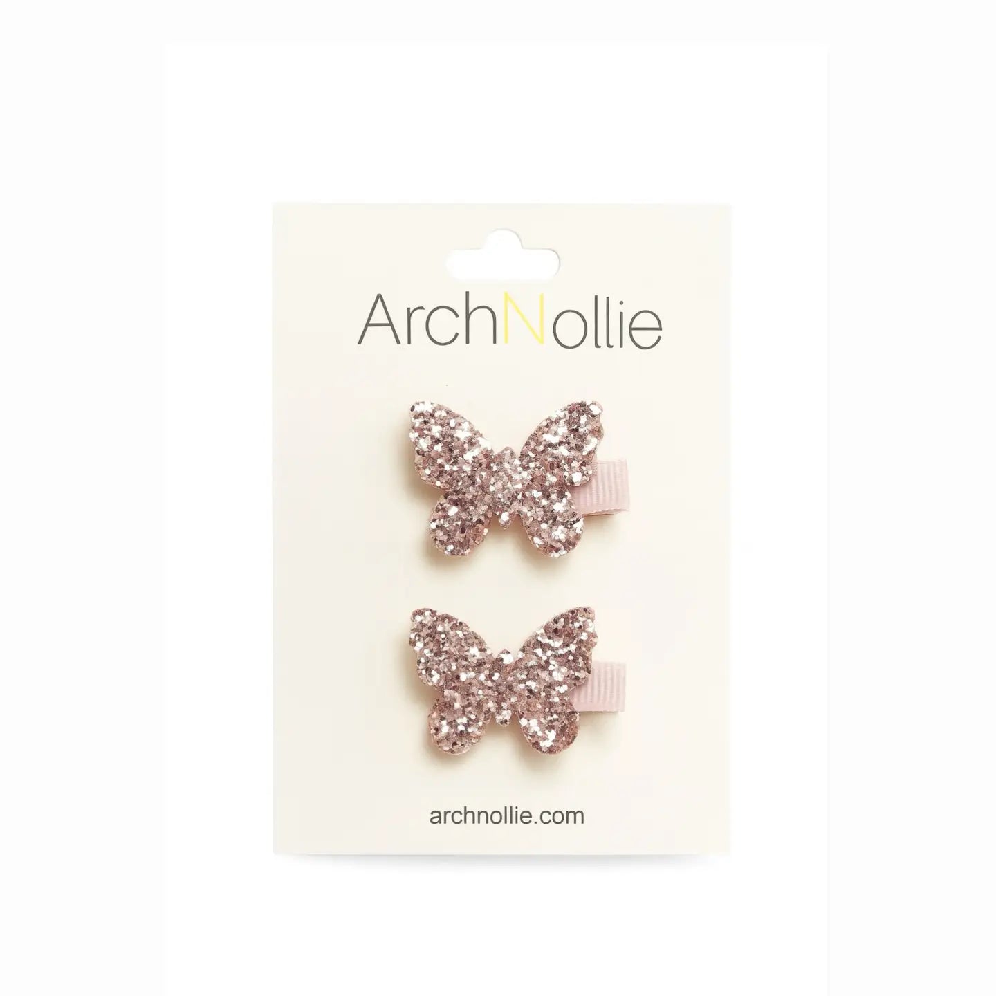 ArchNOllie Glitter Butterfly Hair Clips Pink