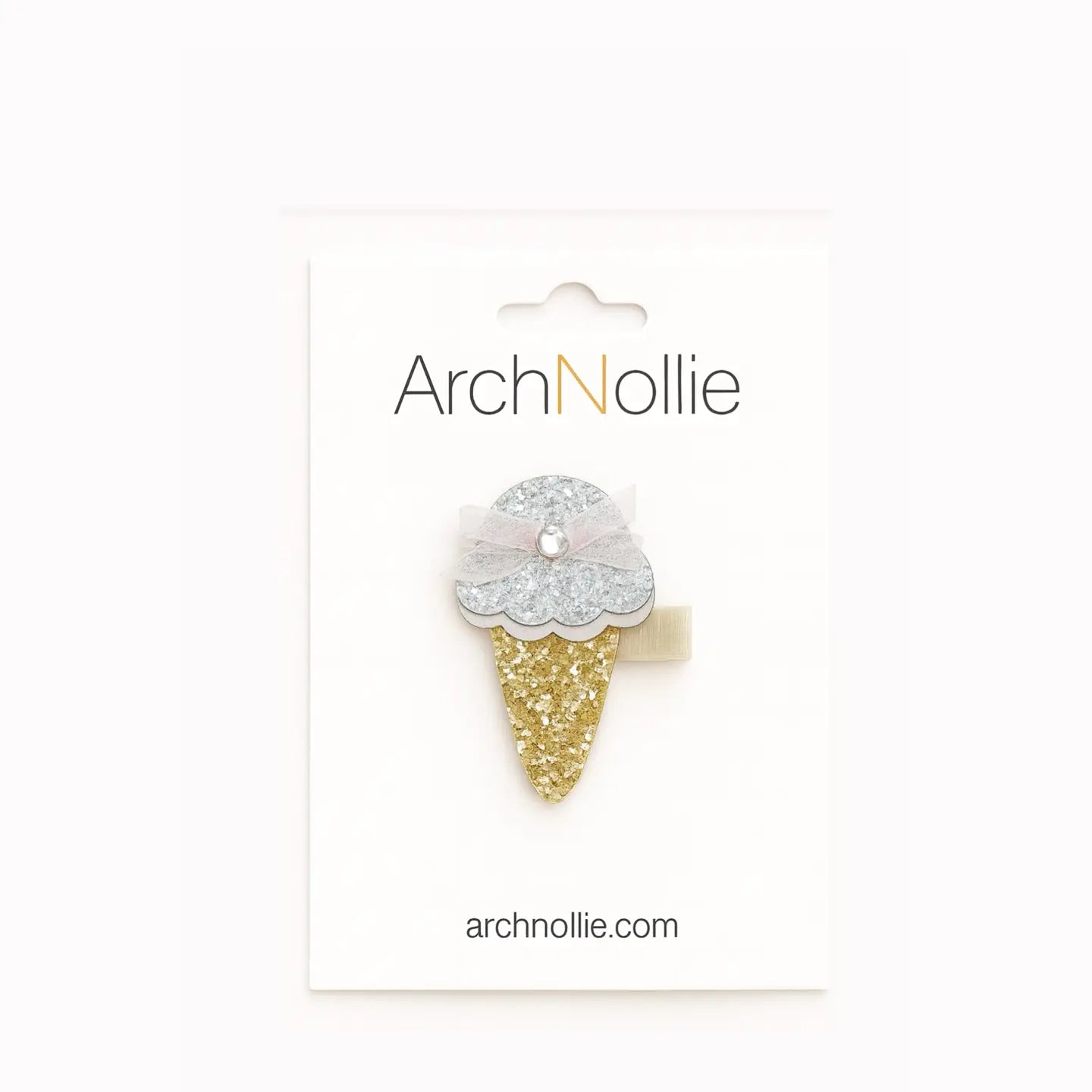 ArchNOllie Glitter Ice Cream Hair Clips Silver