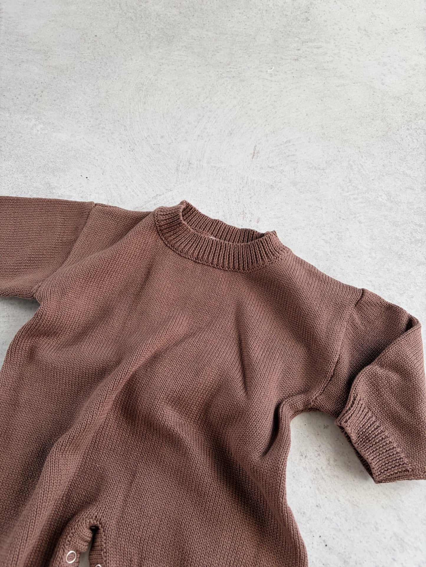 Dove & Leo Cotton Knit Romper Chocolate