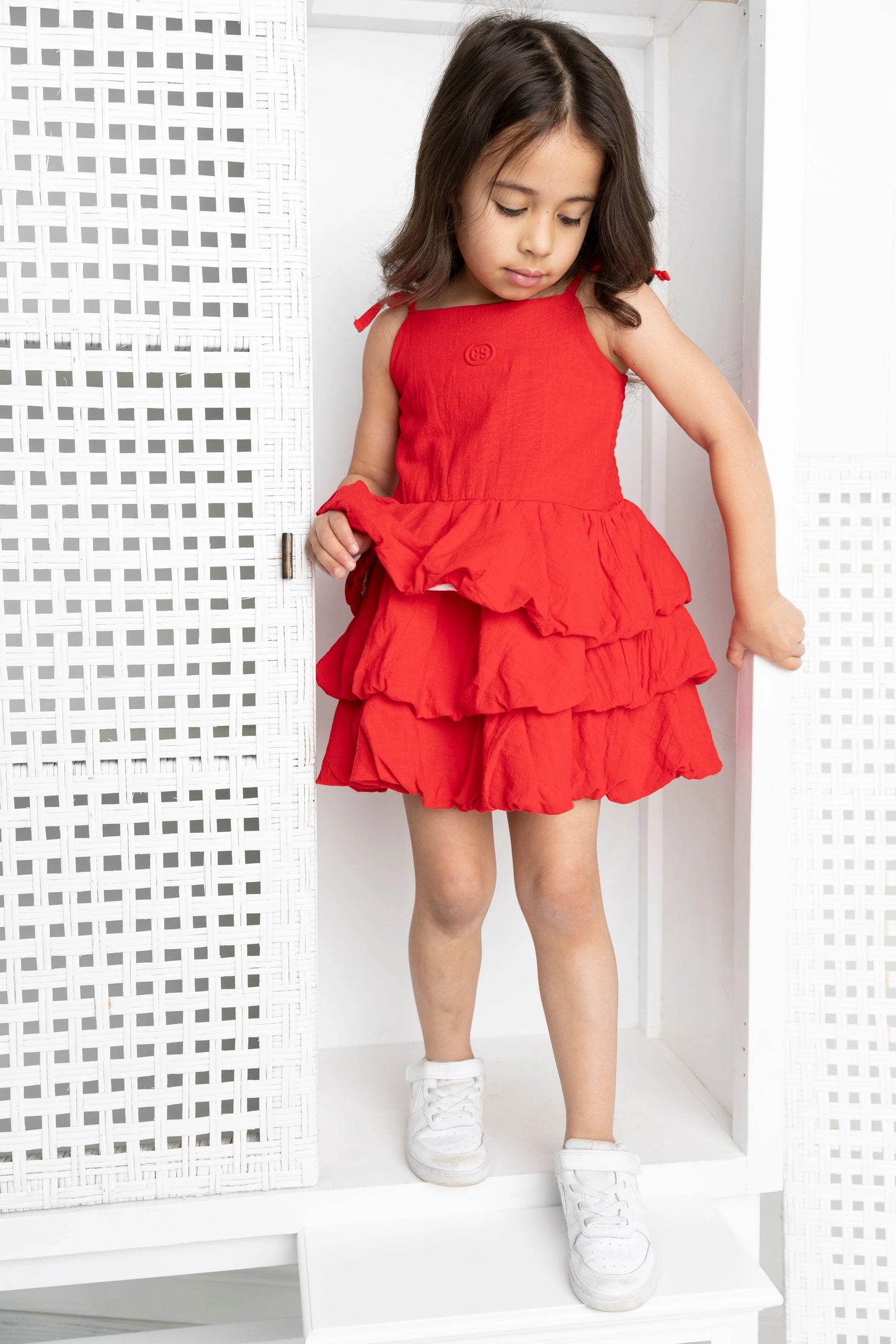 Cracked Soda Cracked Soda Poppy Layered Linen Dress Red