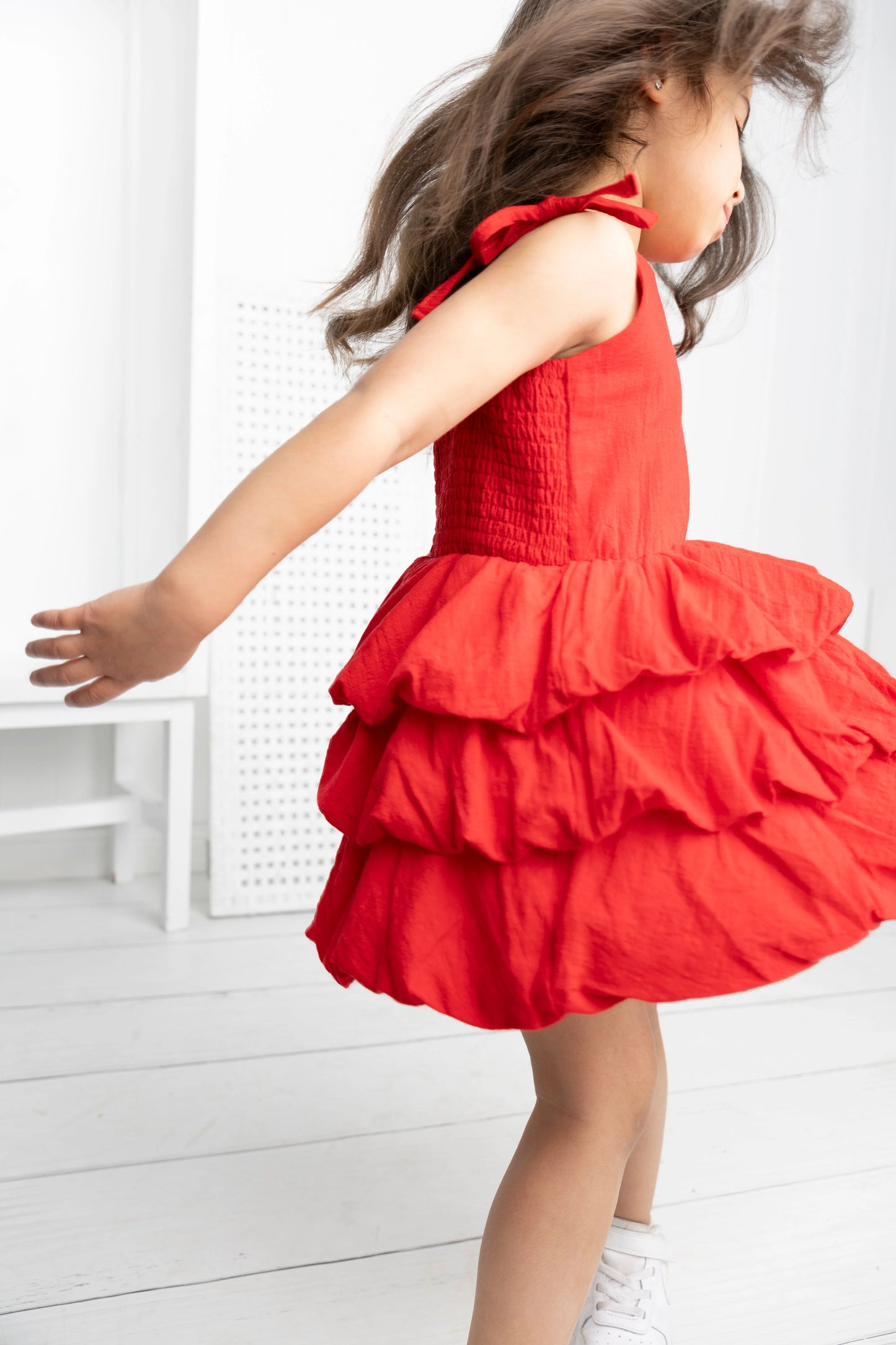 Cracked Soda Cracked Soda Poppy Layered Linen Dress Red