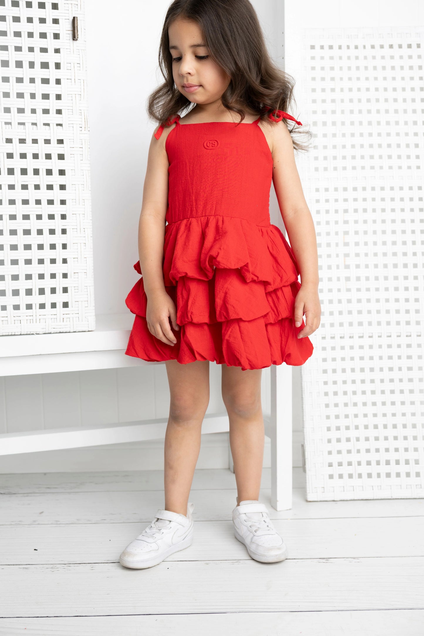 Cracked Soda Cracked Soda Poppy Layered Linen Dress Red