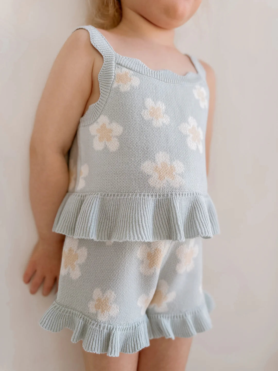 Blossom & Pear Blue Daisy Knit Tie Set