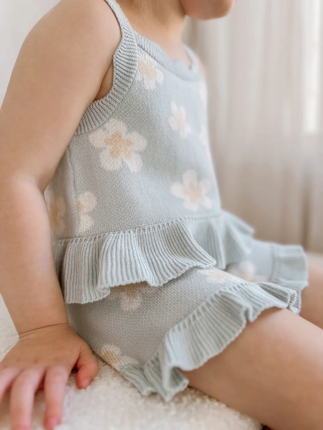 Blossom & Pear Blue Daisy Knit Tie Set