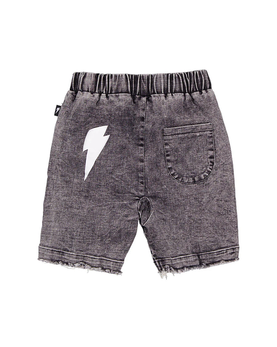 Radicool Kids Acid Wash Black Denim Shorts