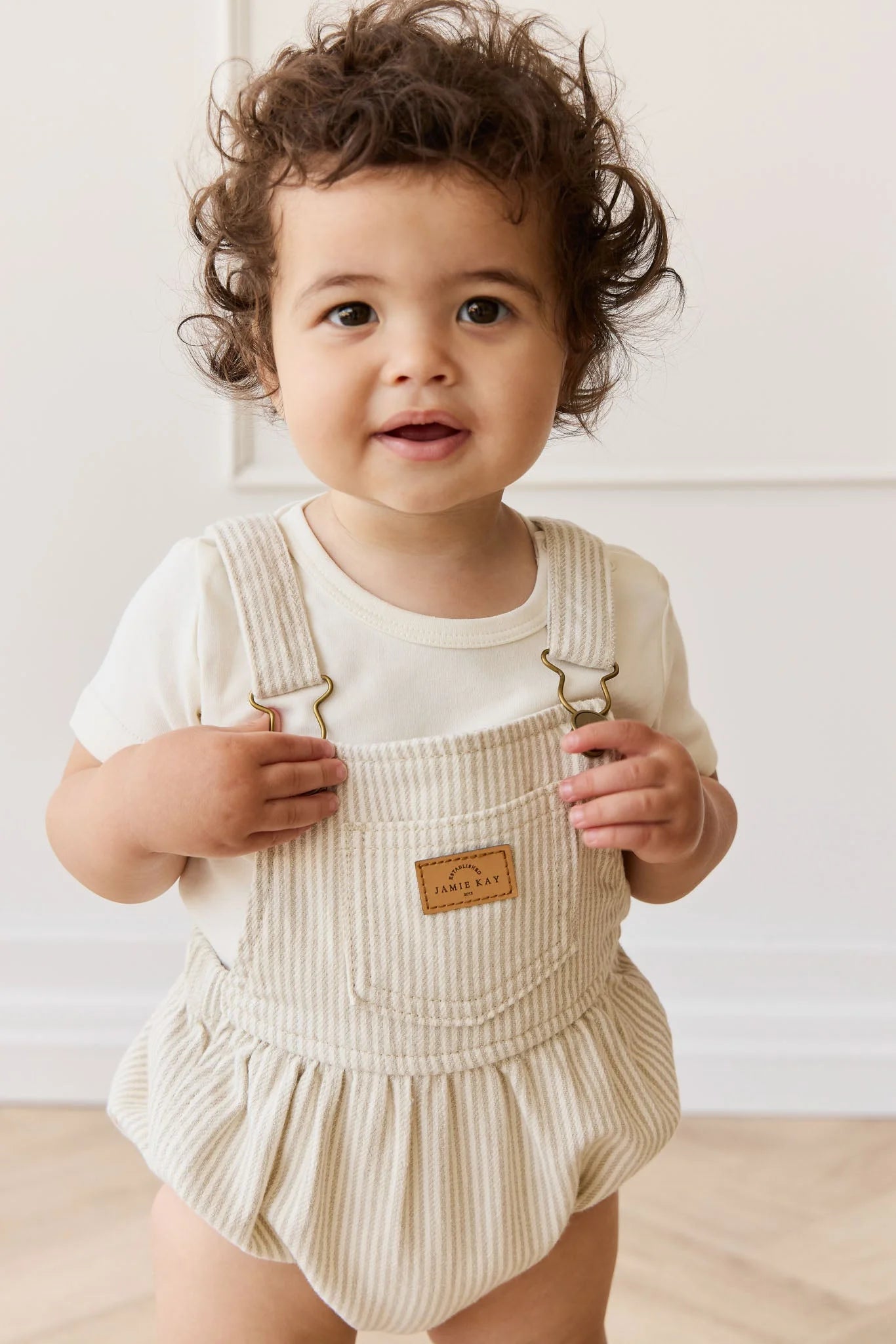 Jamie Kay Pax Playsuit Fine Vertical Stripe Sandy Brown/Cloud