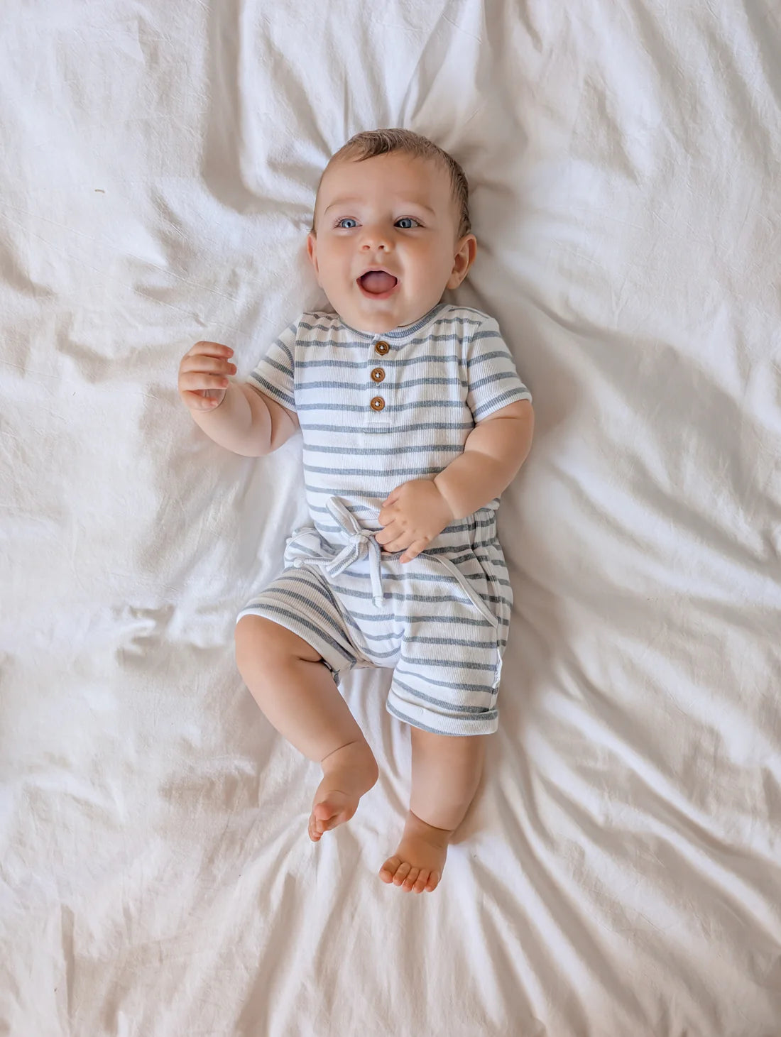 Aster & Oak Blue Stripe Rib Shorts