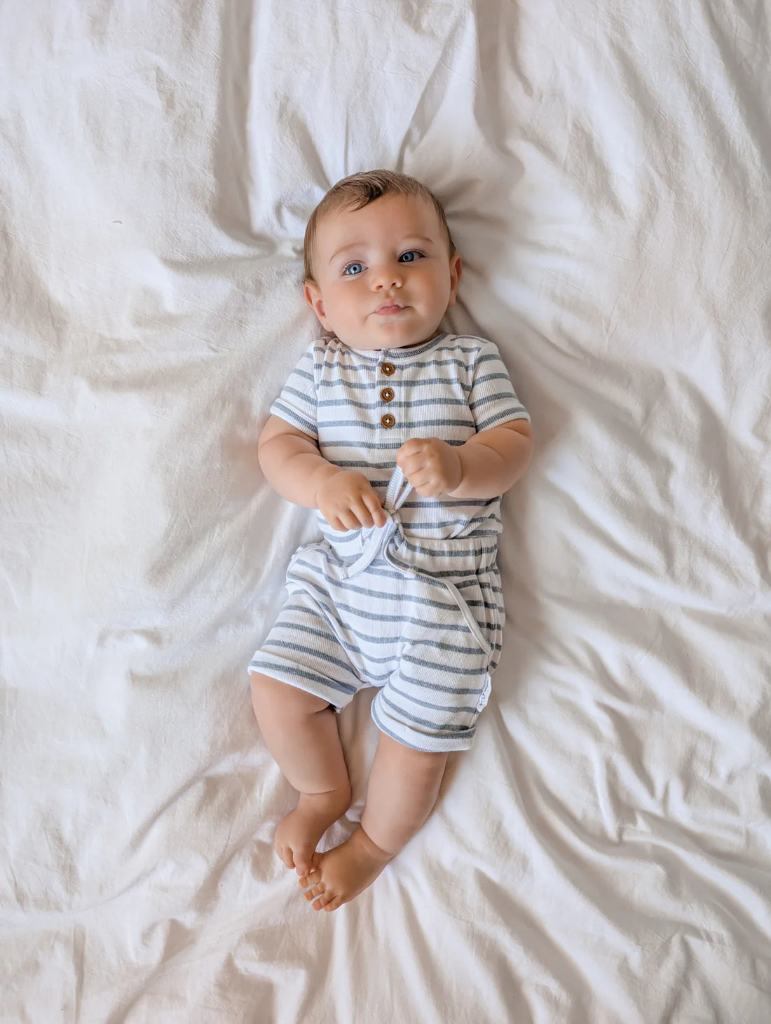 Aster & Oak Blue Stripe Rib Shorts