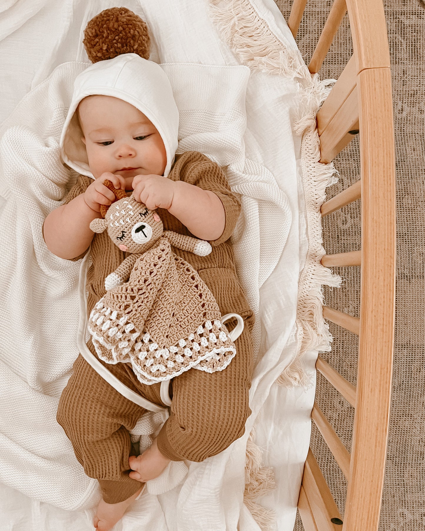 Theodore the Bear Heirloom Crochet Lovey Comforter