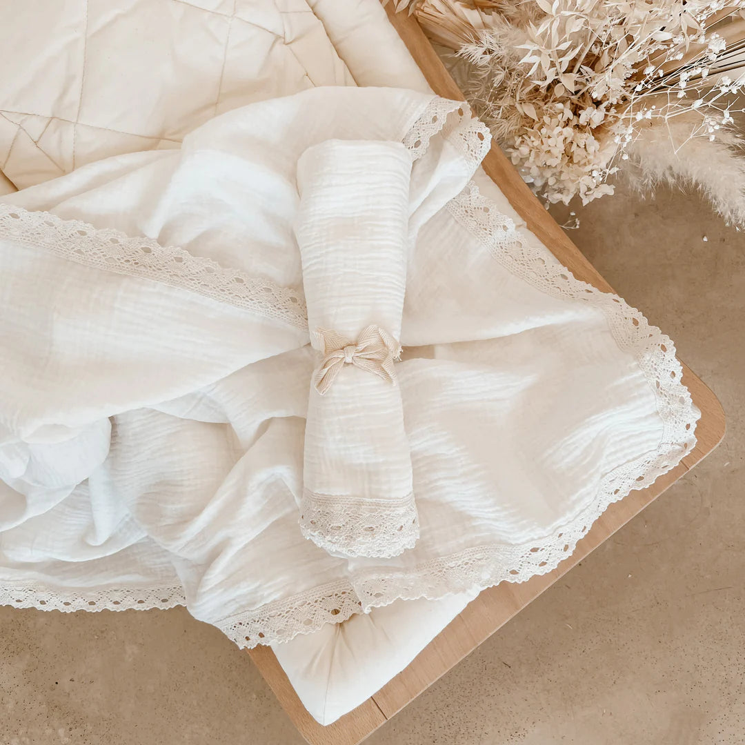 Lace Muslin Swaddle Blanket Milk