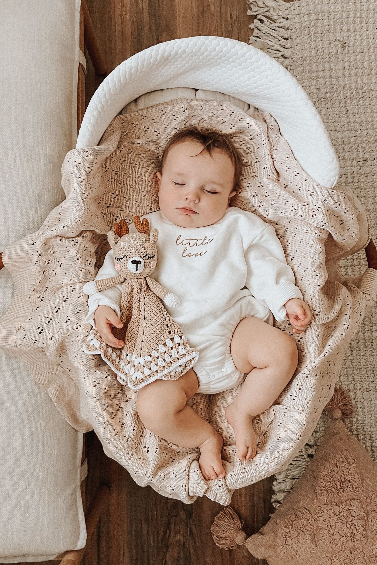 Frankie the Fawn Heirloom Crochet Lovey Comforter