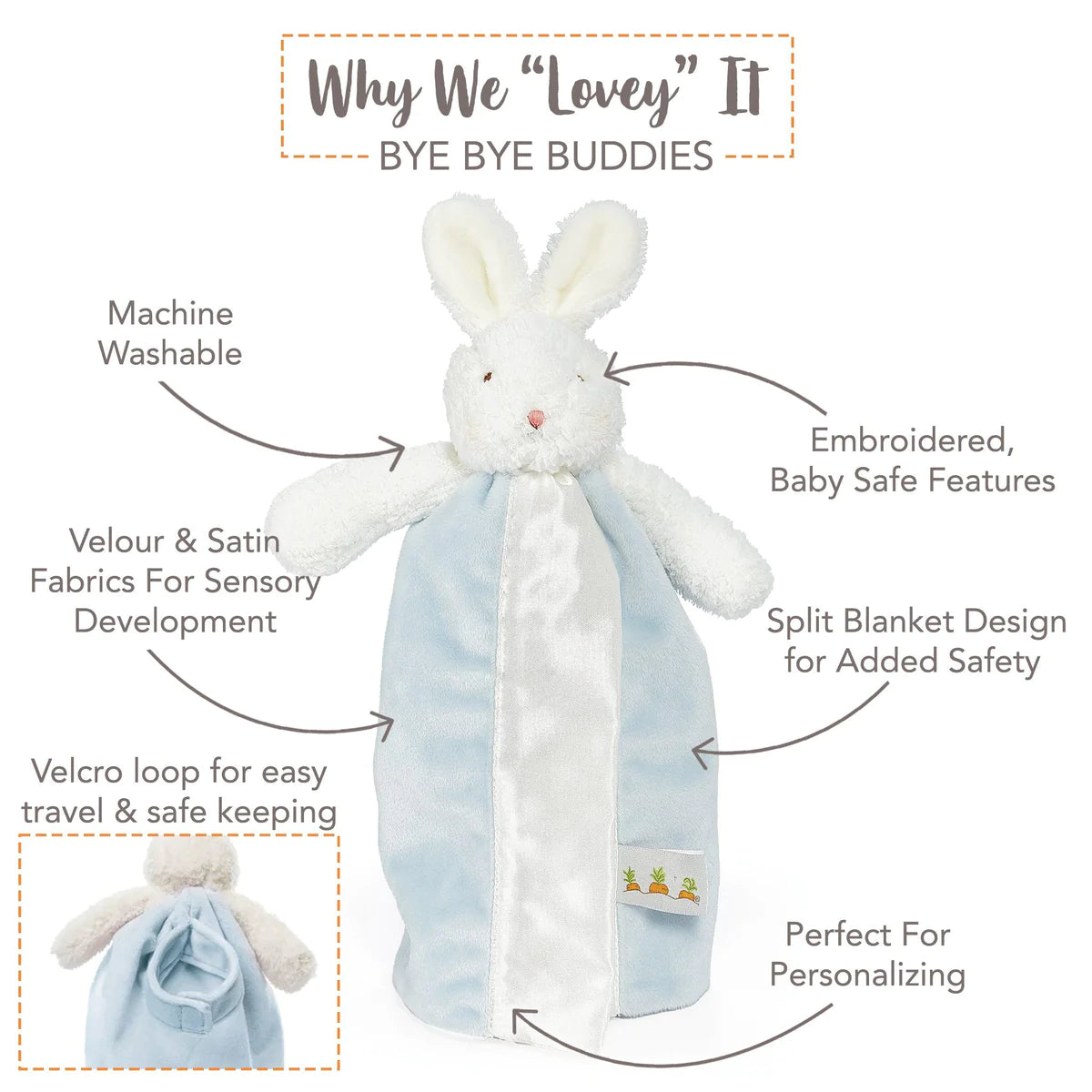 Bunnies By The Bay Bye Bye Buddy Blanket Bud Bunny Blue