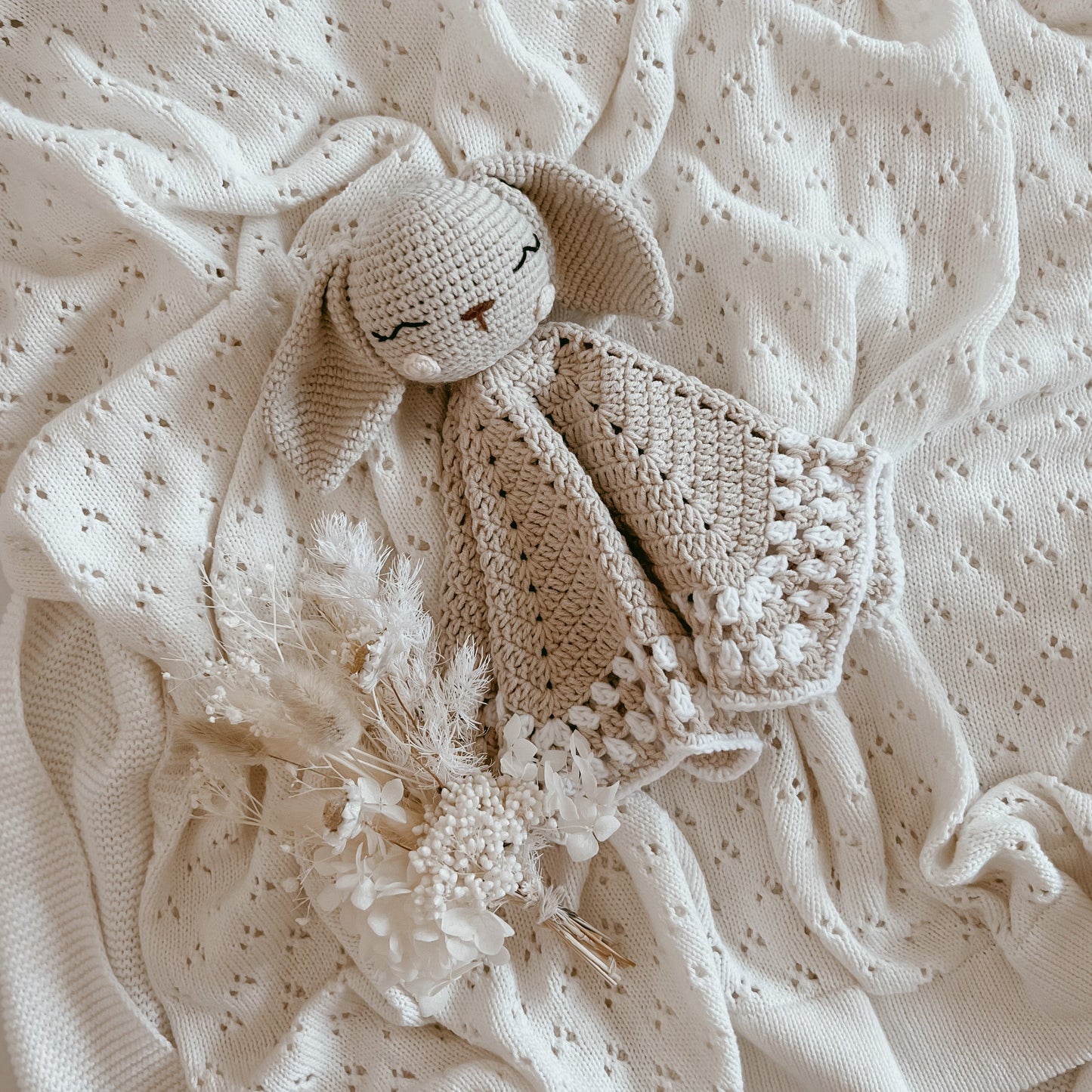 Honey the Bunny Heirloom Crochet Lovey Comforter