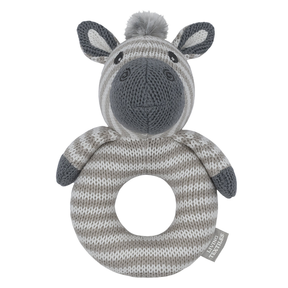 Zac the Zebra Knitted Rattle