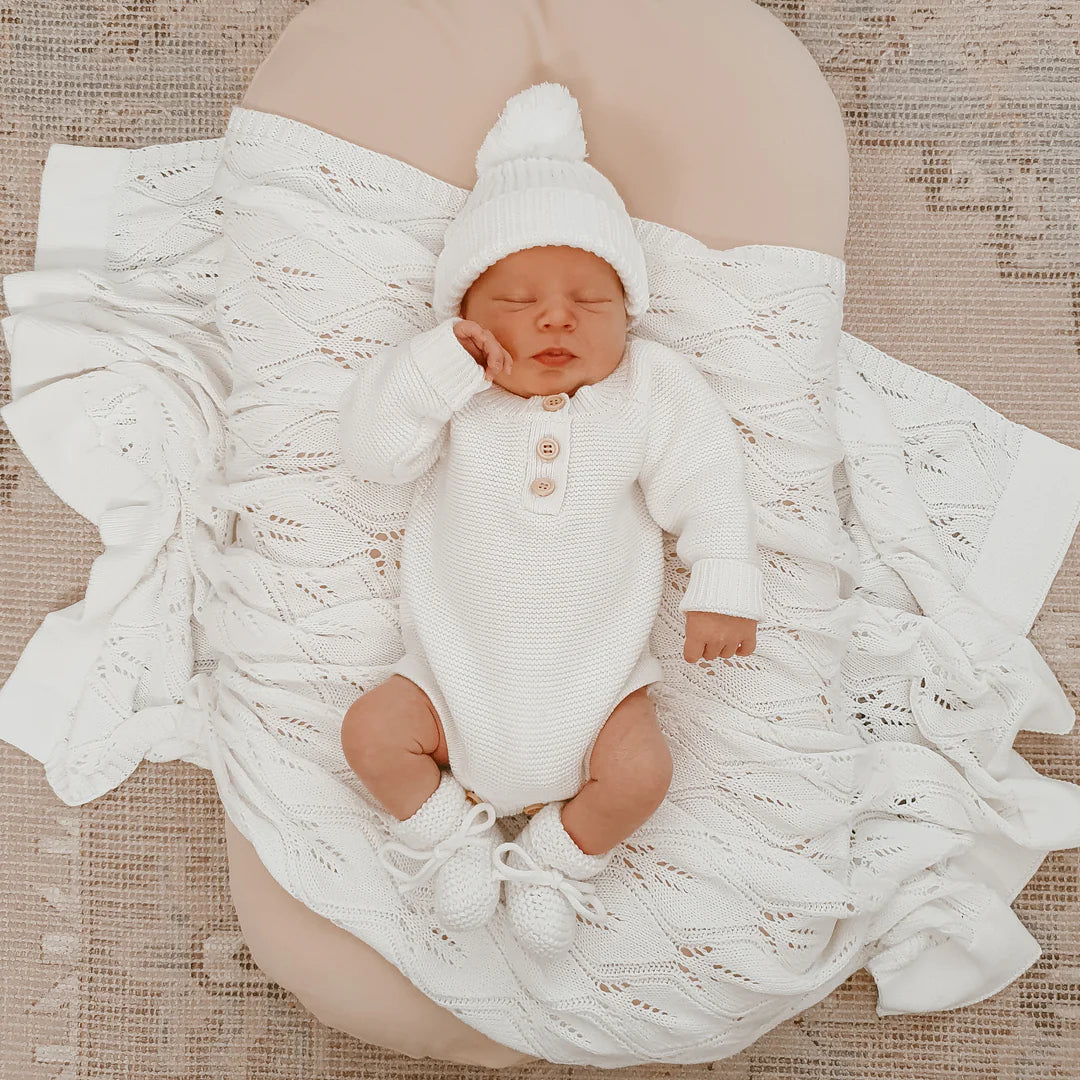 Heirloom Willow Knit Blanket Vanilla