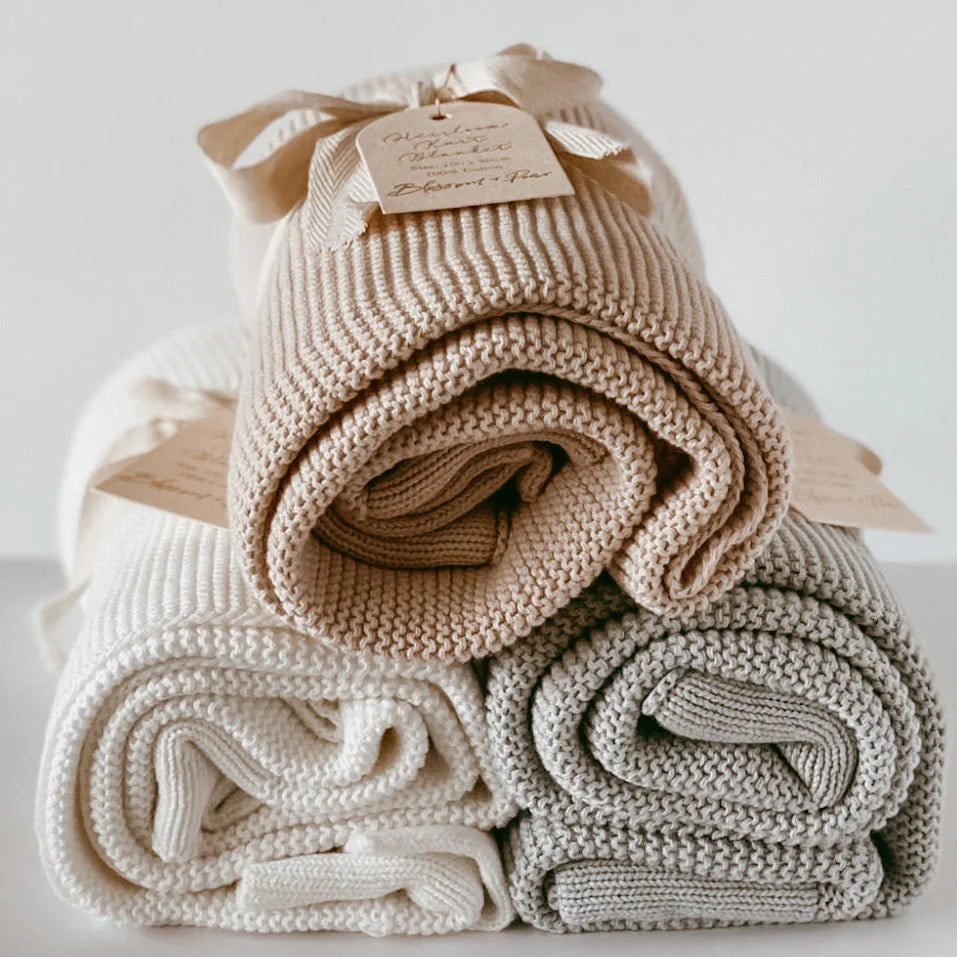 Blossom & Pear Heirloom Classic Knit Blanket Toffee
