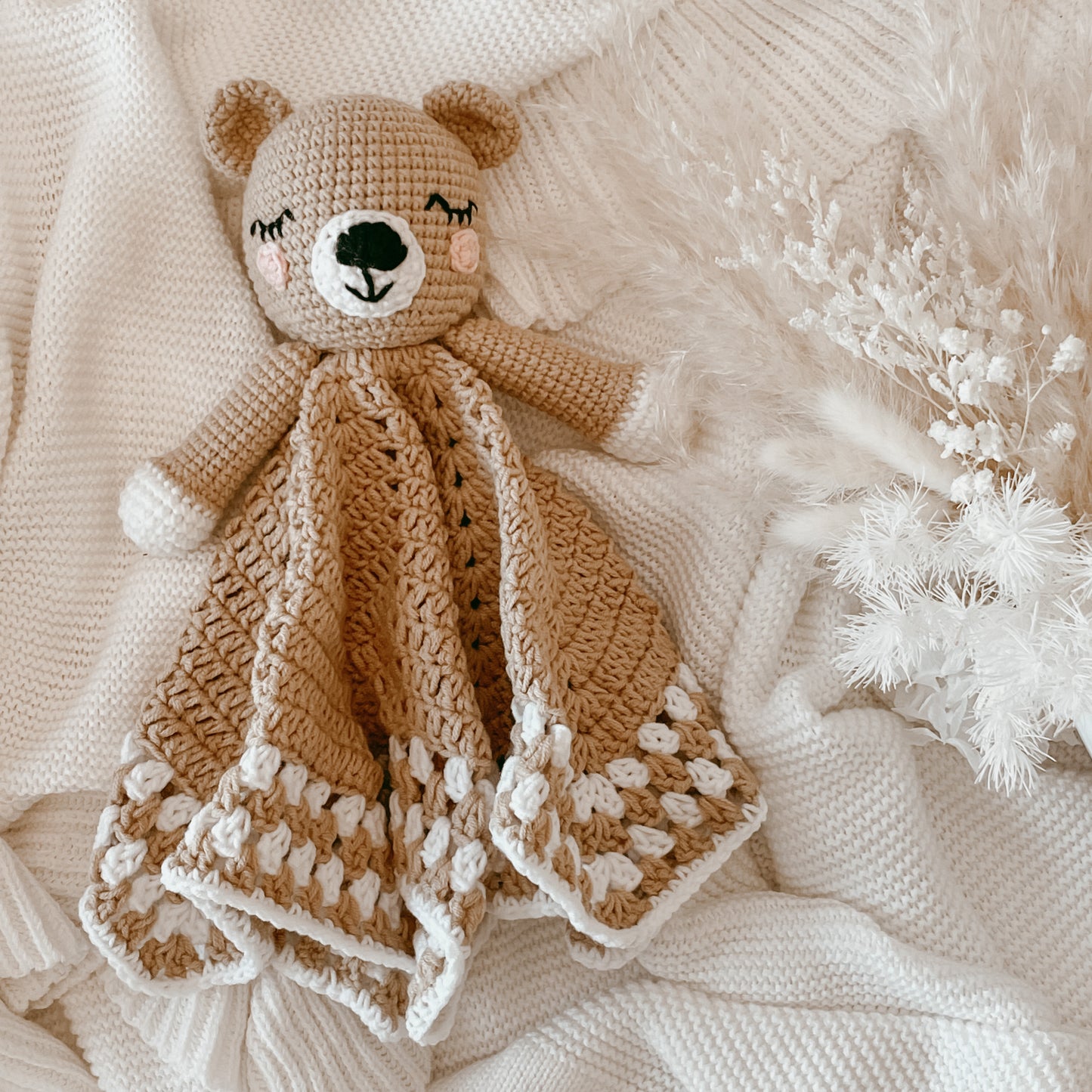 Theodore the Bear Heirloom Crochet Lovey Comforter
