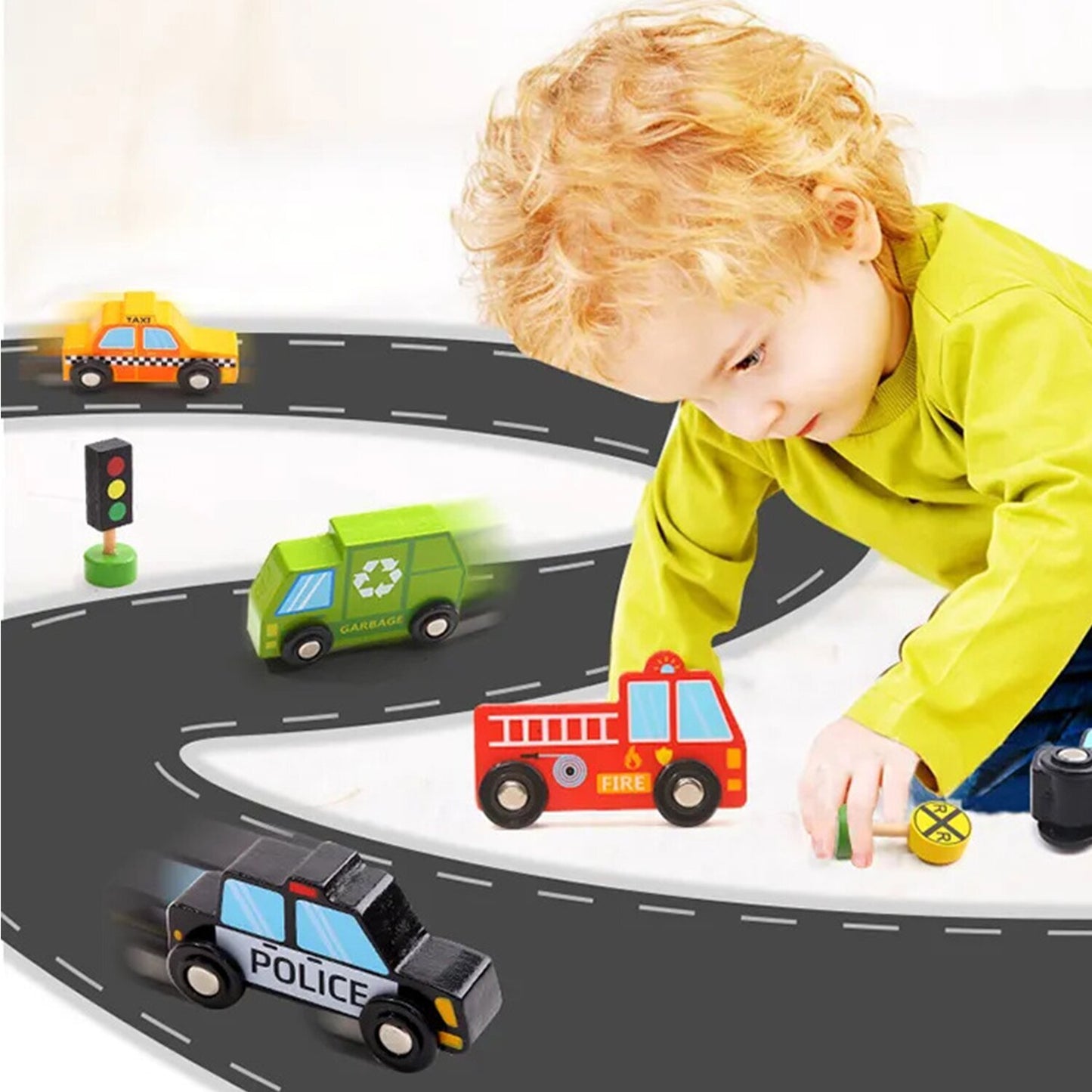Tooky Toy Wooden Transportation & Street Signs Set