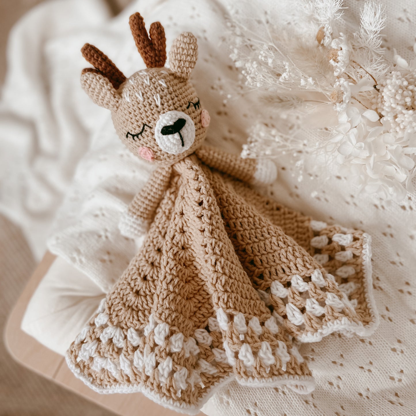 Frankie the Fawn Heirloom Crochet Lovey Comforter