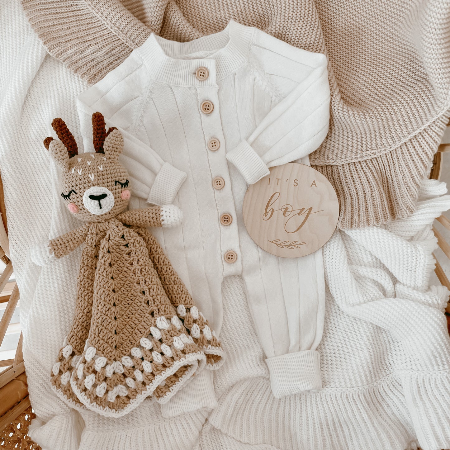 Frankie the Fawn Heirloom Crochet Lovey Comforter