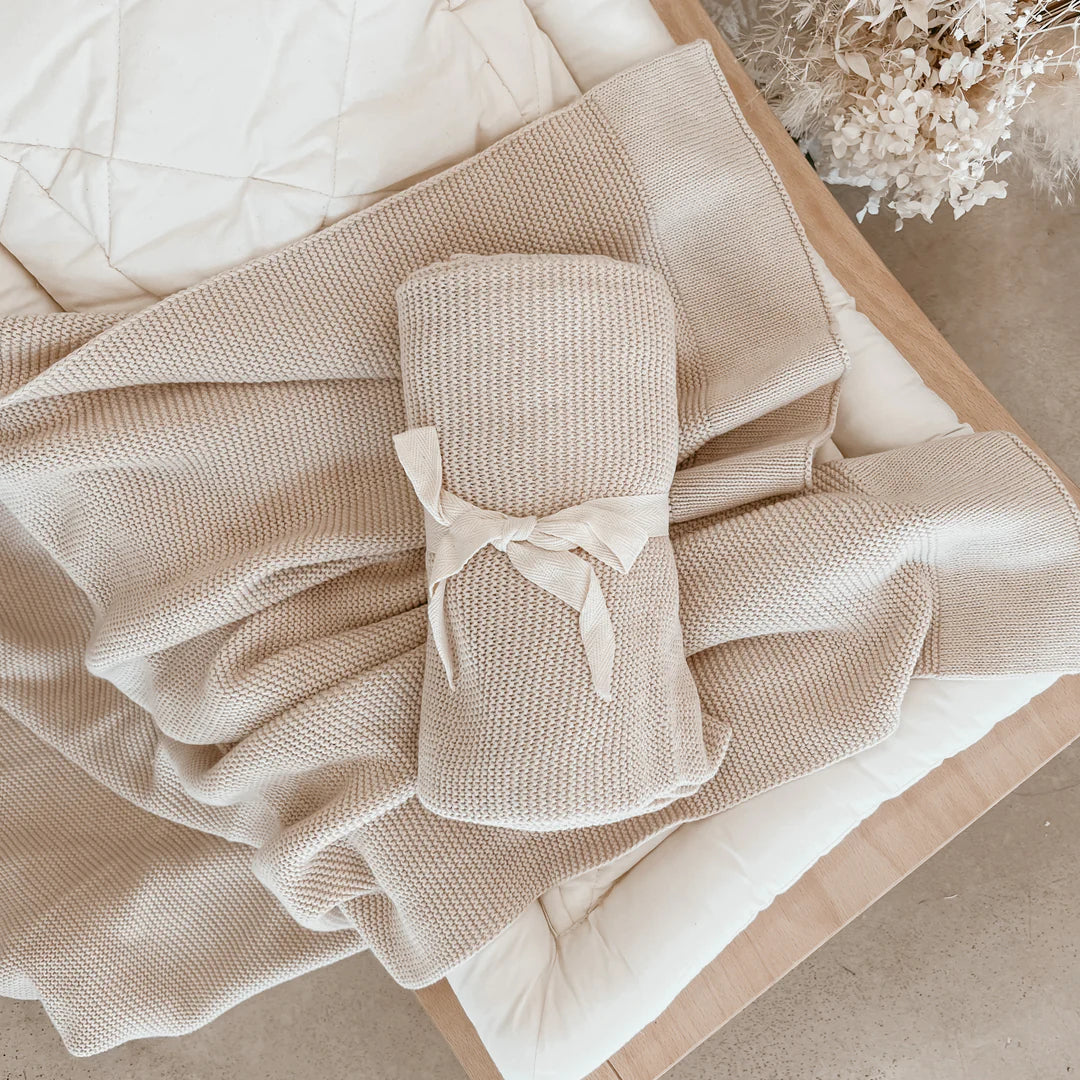 Blossom & Pear Heirloom Classic Knit Blanket Toffee