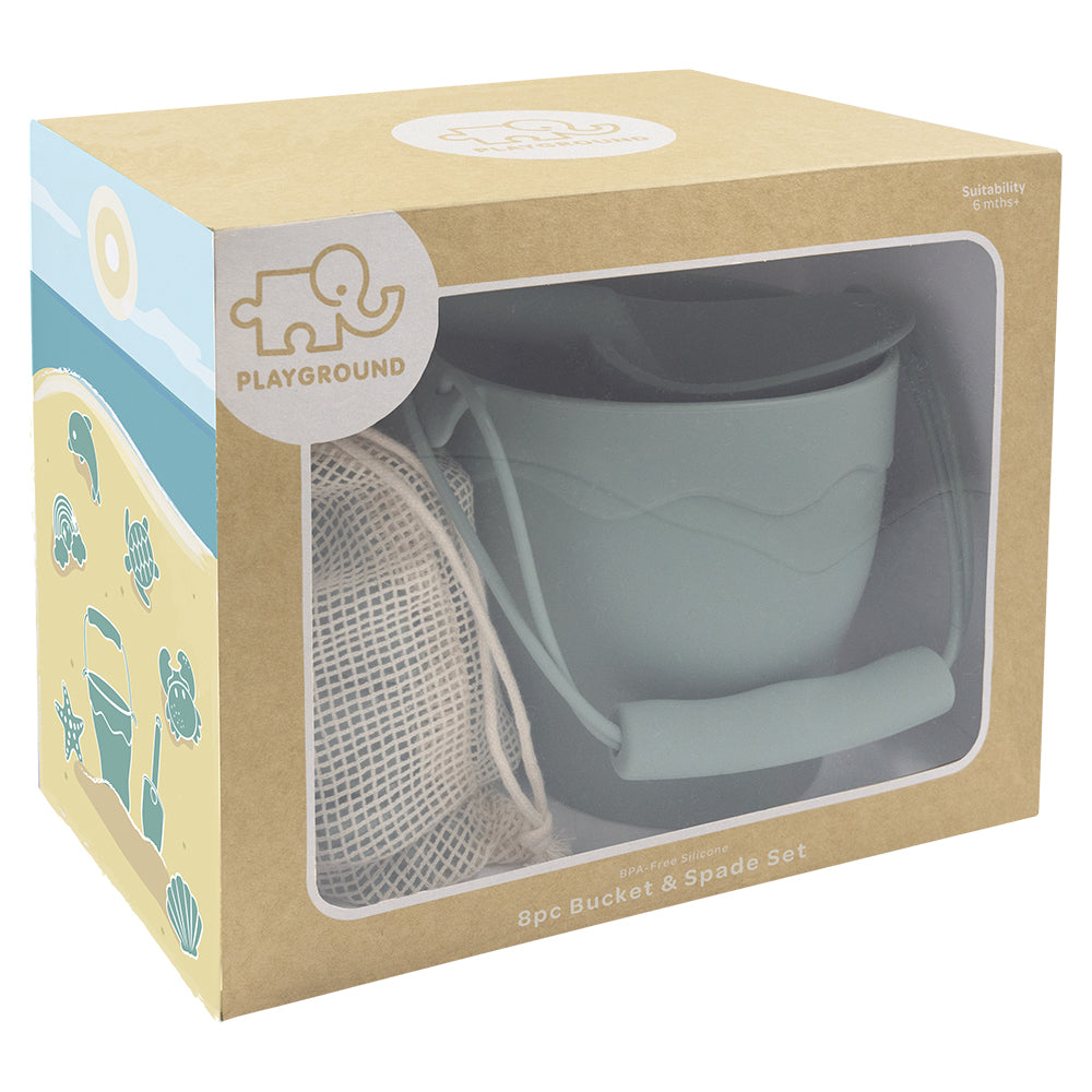 Playground Silicone 8pc Bucket & Spade Set Sage