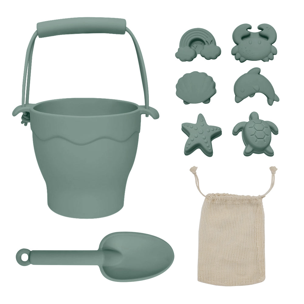 Playground Silicone 8pc Bucket & Spade Set Sage