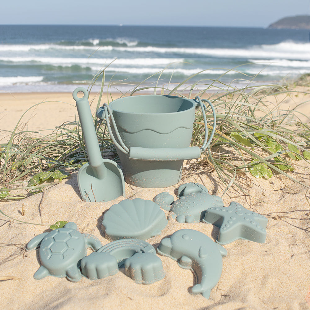 Playground Silicone 8pc Bucket & Spade Set Sage