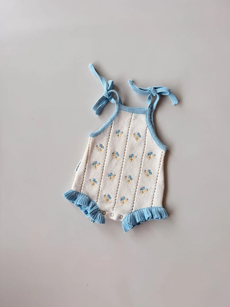 Freckles The Label Bloom Pointelle Tie Romper Pansy