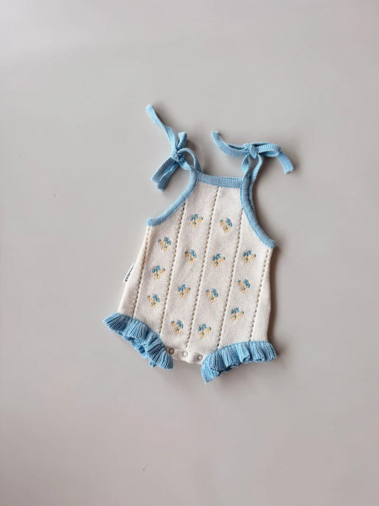Freckles The Label Bloom Pointelle Tie Romper Pansy