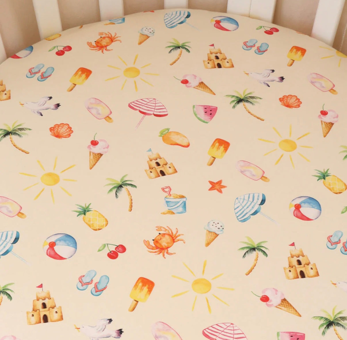 Snuggle Hunny Beach Fun Fitted Cot Sheet