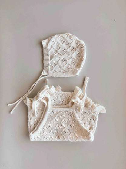 Freckles The Label Mila Pointelle Tie Romper Snow