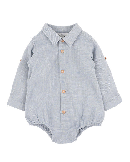 Bébé by Minihaha Oliver Stripe Shirt Bodysuit Sky Blue