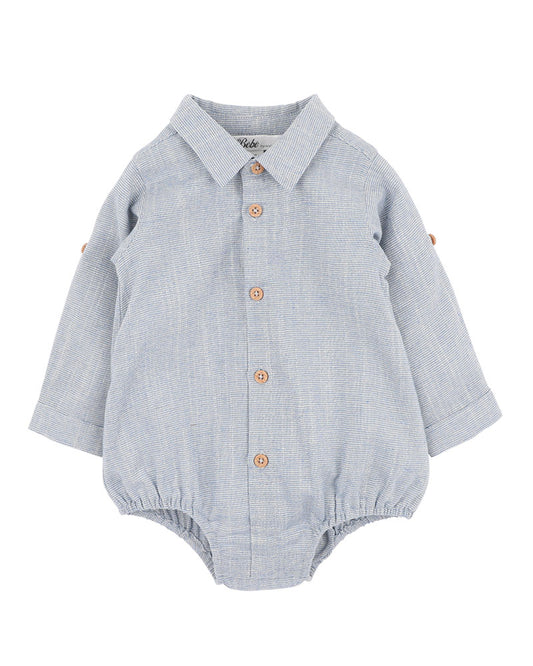 Bébé by Minihaha Oliver Stripe Shirt Bodysuit Sky Blue